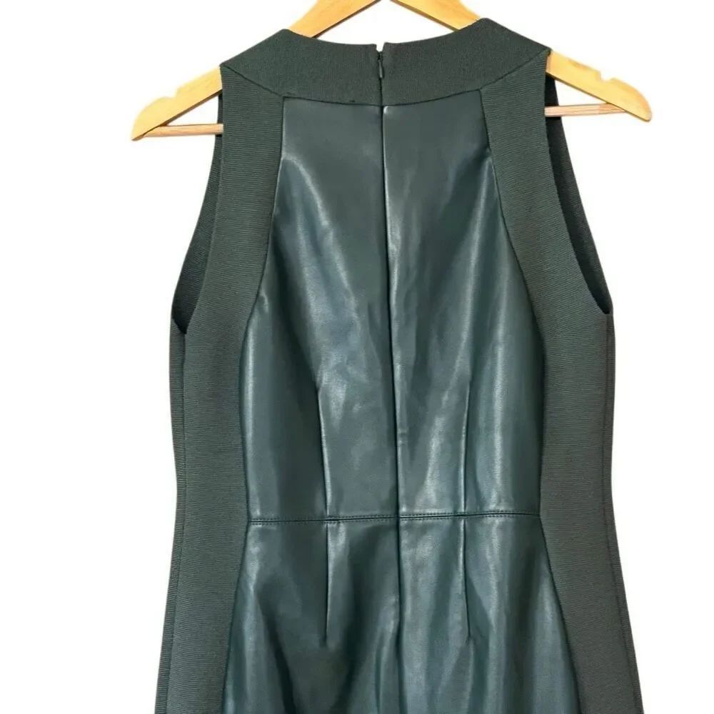 Ann Taylor faux leather mixed media sweater dress green size 6 - Picture 5 of 9